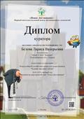 Диплом куратора о подготовке участника Всероссийской онлайн викторины для дошкольников "Русские народные сказки" 14.11.2018 г.